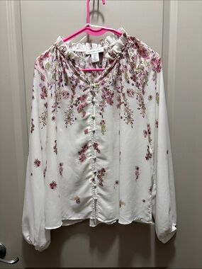 Cupcakes & Cashmere Blouse with Pink Floral Detail